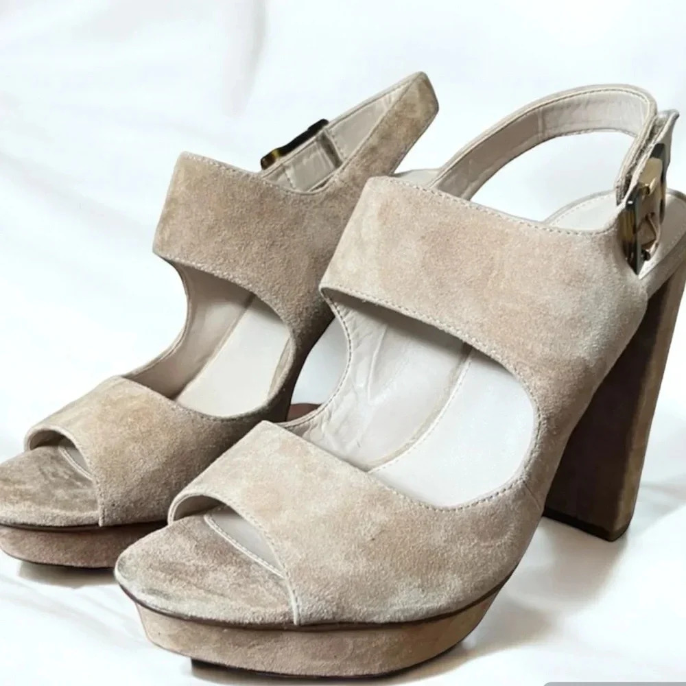 Pelle Moda Pamina Slingback Platform Sandal Suede in Latte Size 11